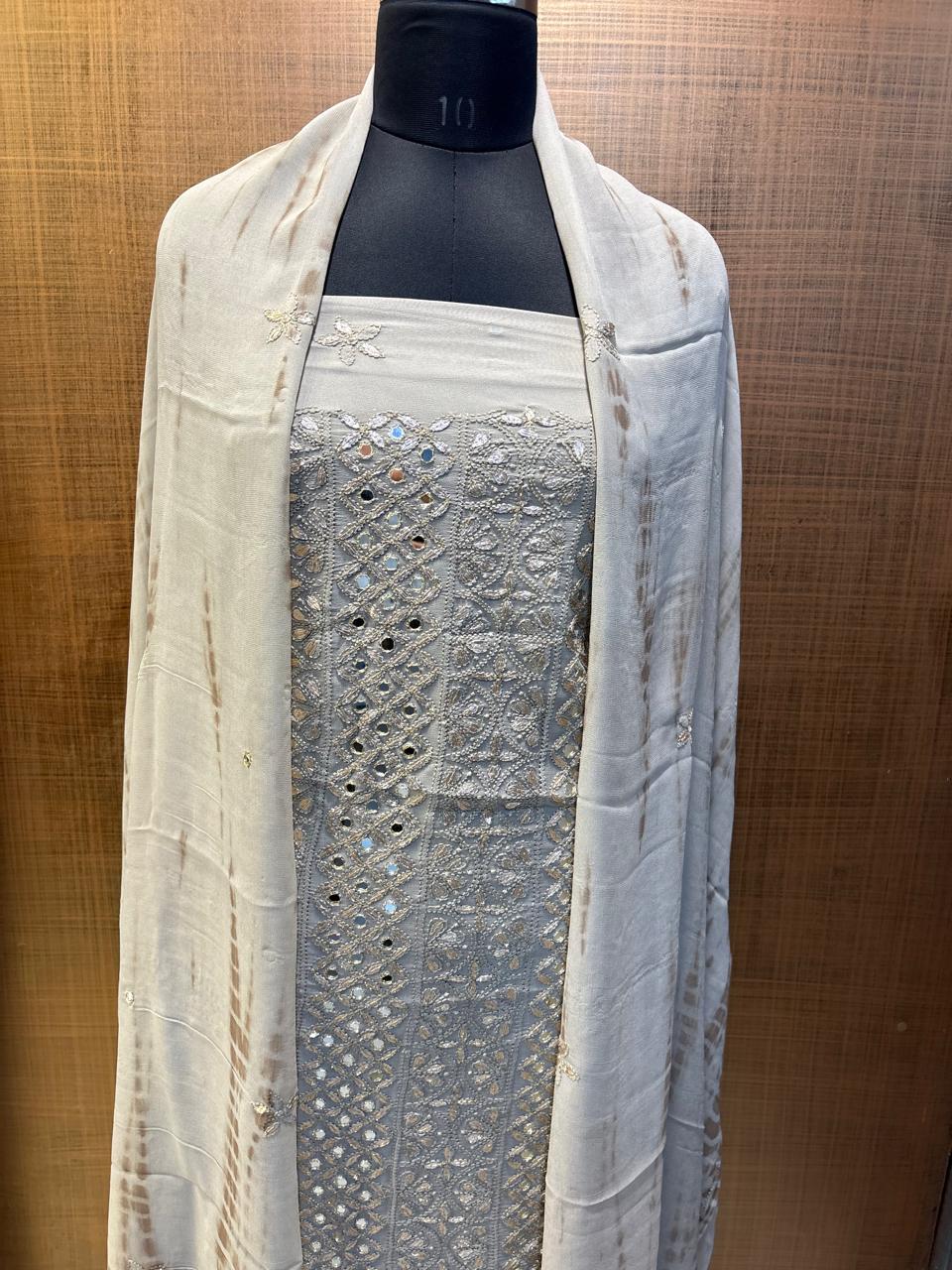 Chikankari Pure Georgette Shirt Dupatta 2 pc set