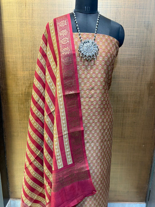 PURE MAHESHWARI SUITS WITH ANTIQUE ZARI BORDER
