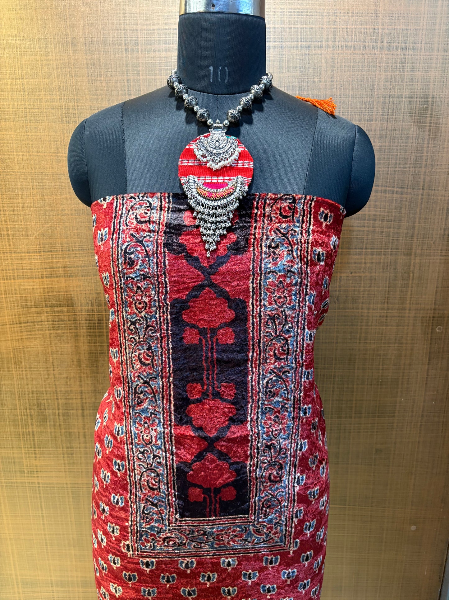 Velvet Azrakh print Kurtis