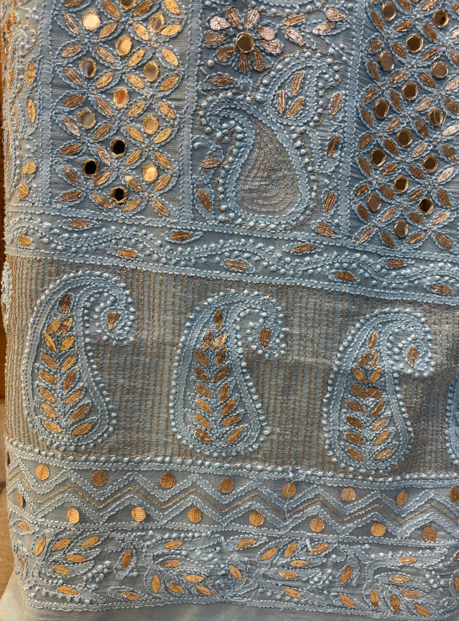 Chikankari Pure Georgette Shirt Dupatta 2 pc set