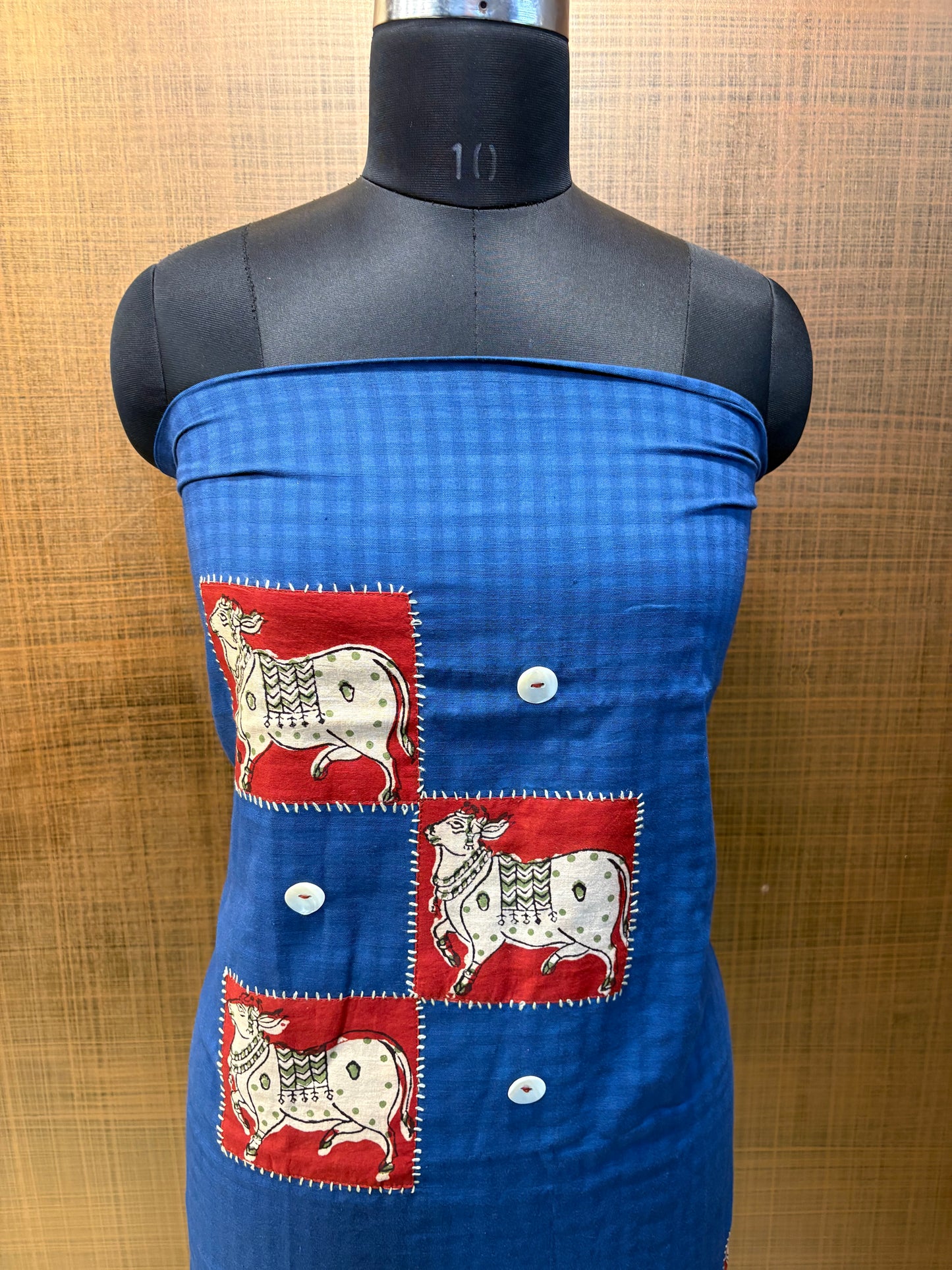 Cotton Blue & Red Ox Block Print