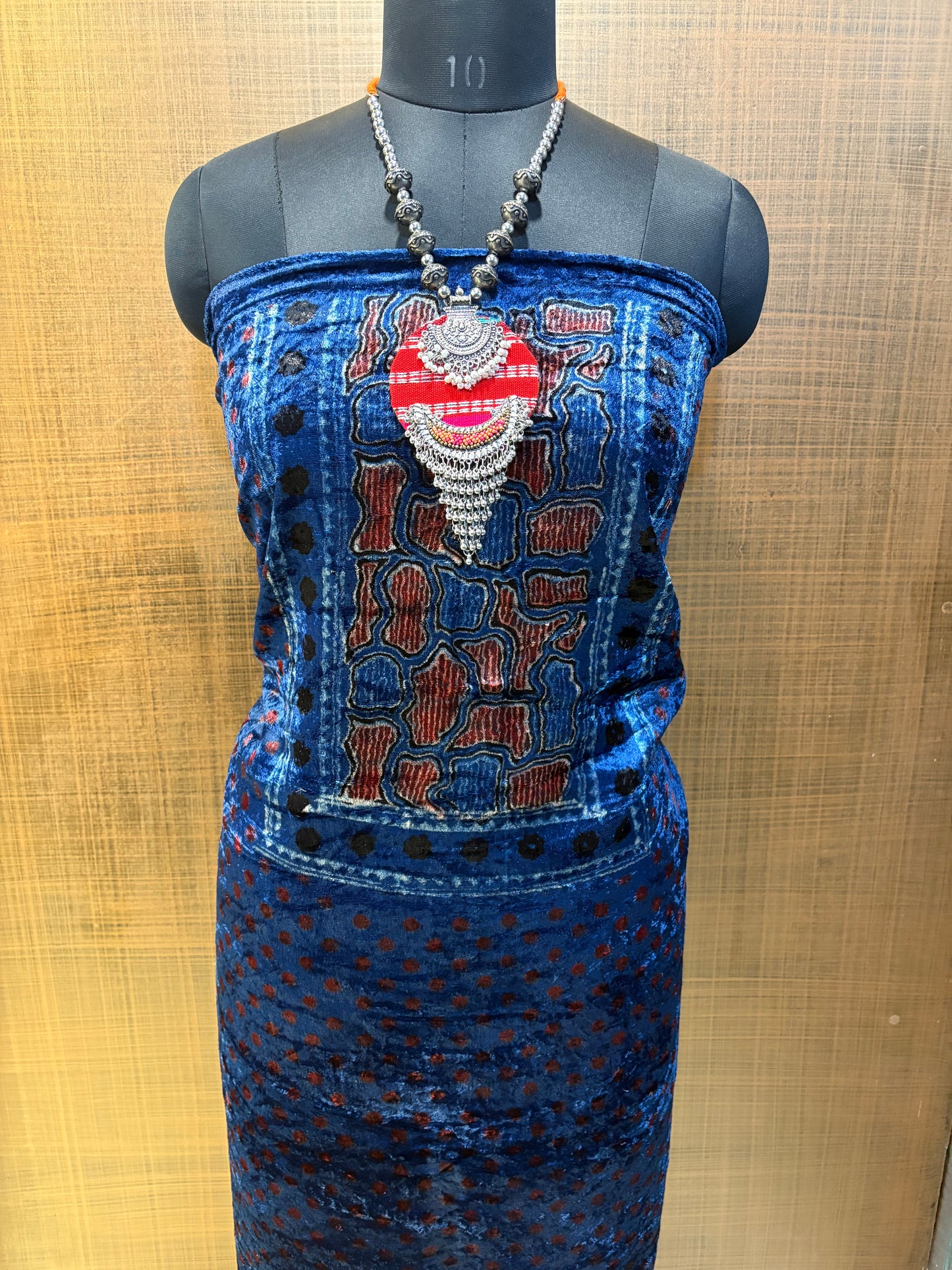 Velvet Azrakh print Kurtis