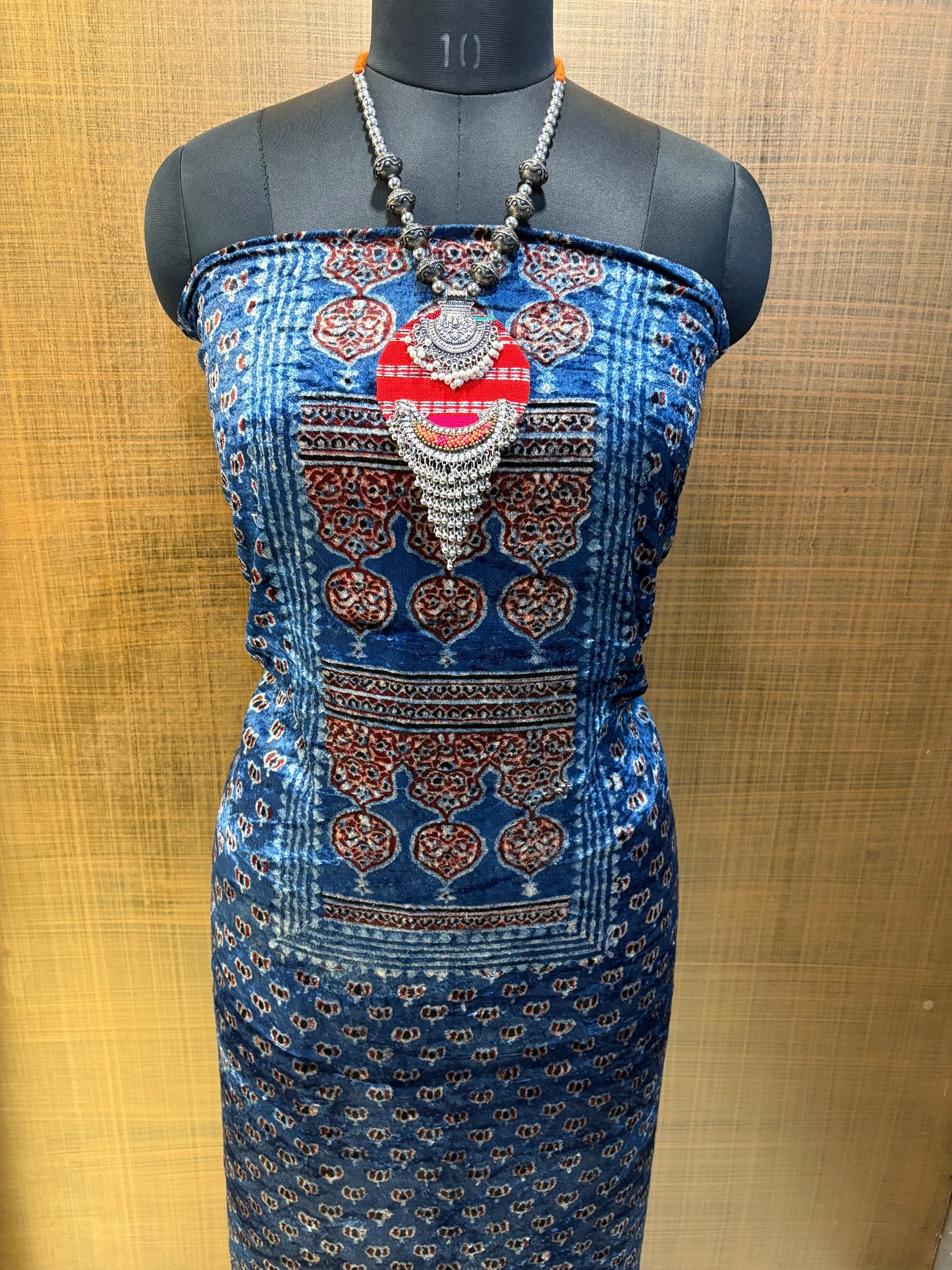 Velvet Azrakh print Kurtis