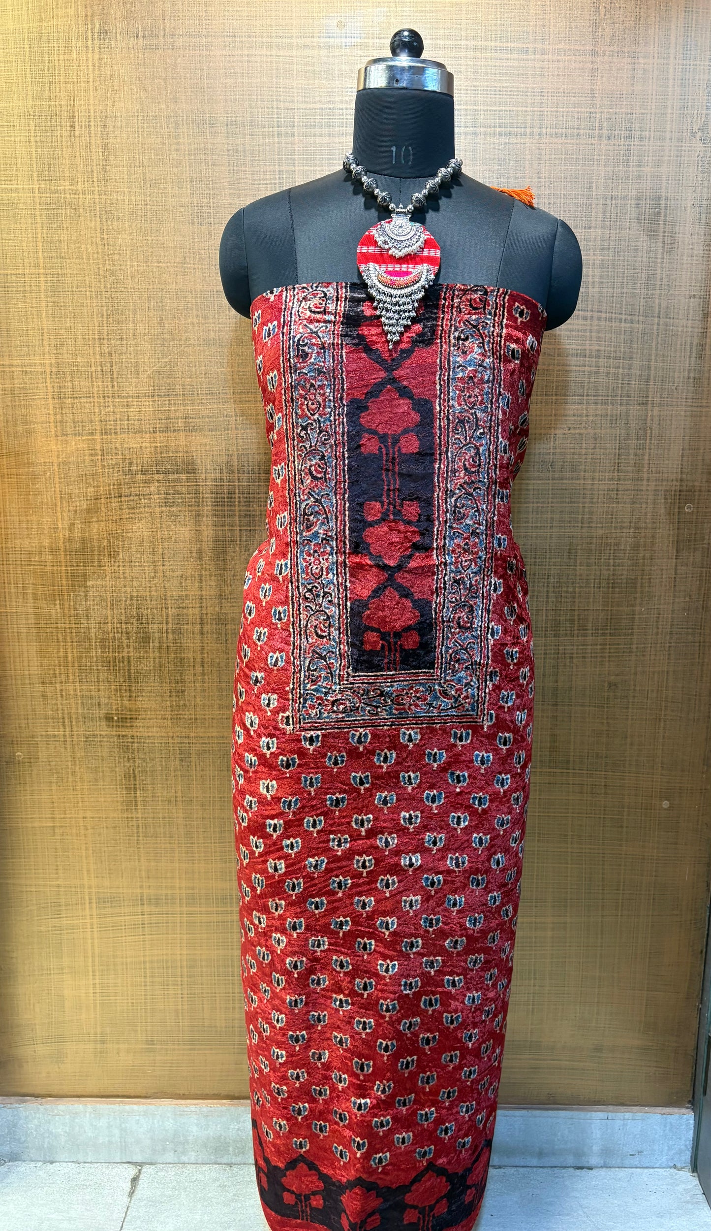 Velvet Azrakh print Kurtis