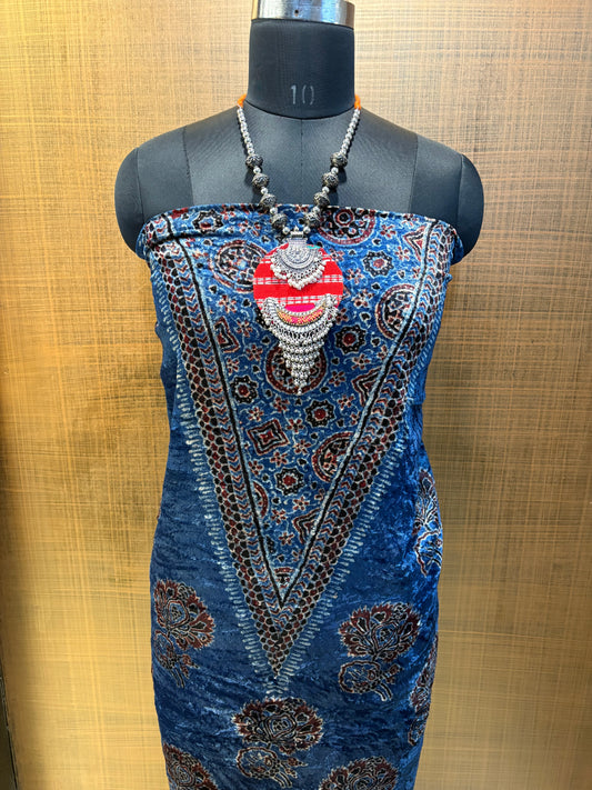Velvet Azrakh print Kurtis