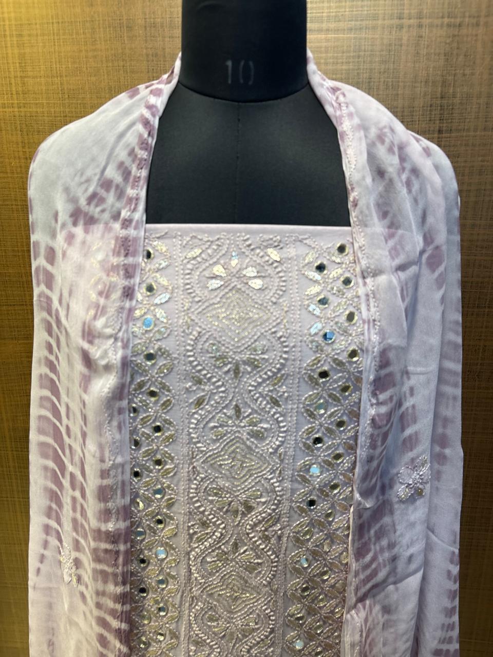 Lukhnowi Pure Geogette Shirt-Dup