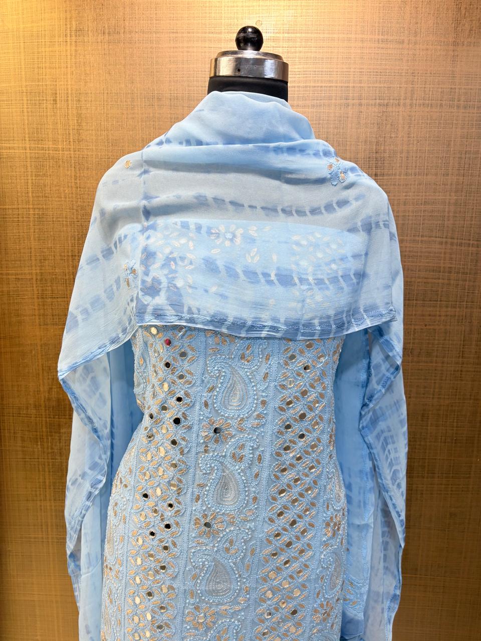 Chikankari Pure Georgette Shirt Dupatta 2 pc set