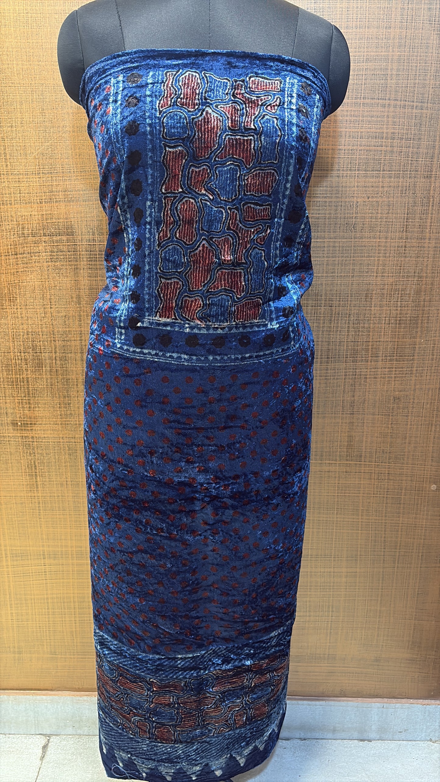 Velvet Azrakh print Kurtis