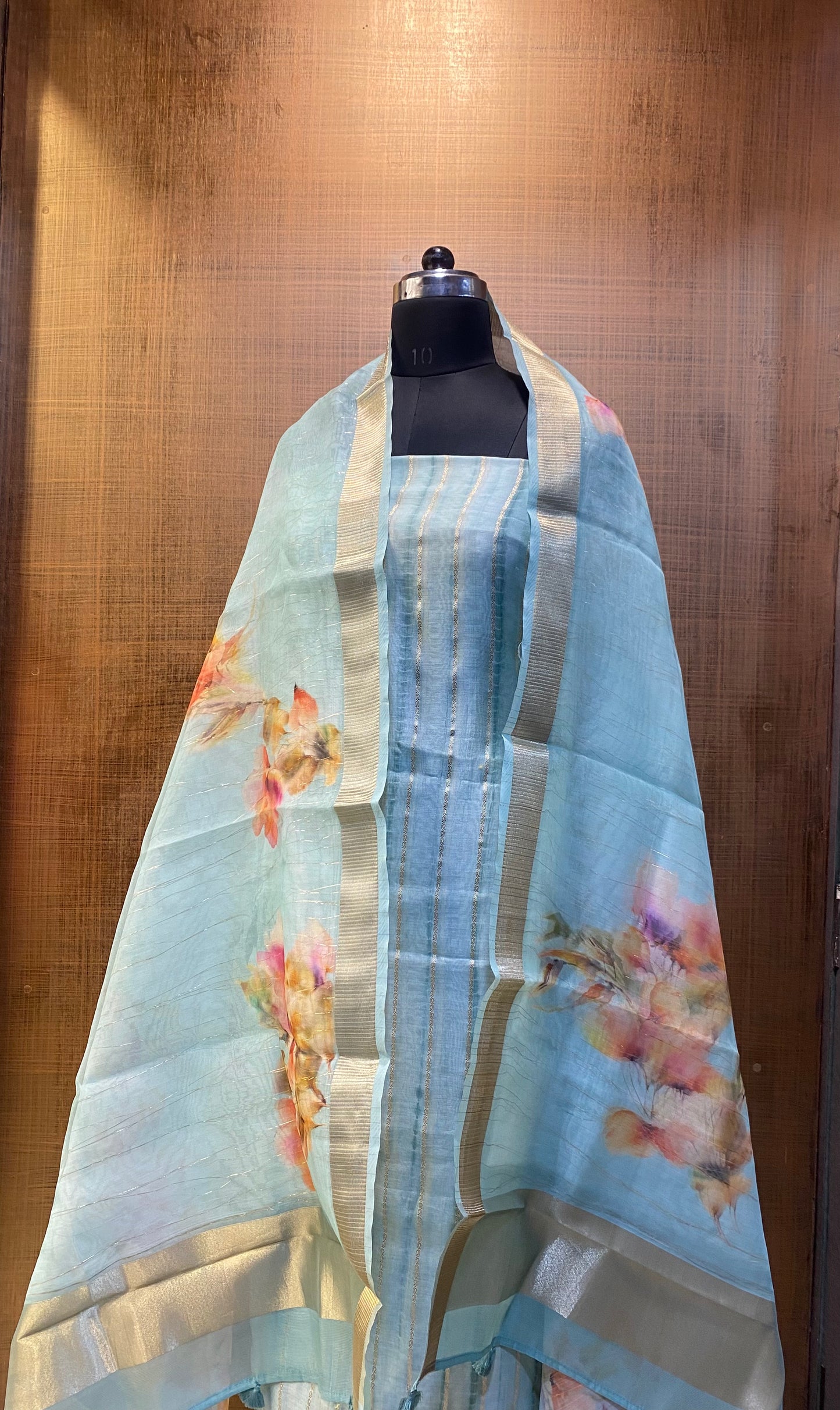 Maheshwari Sea Green Tie-d ye /Suit