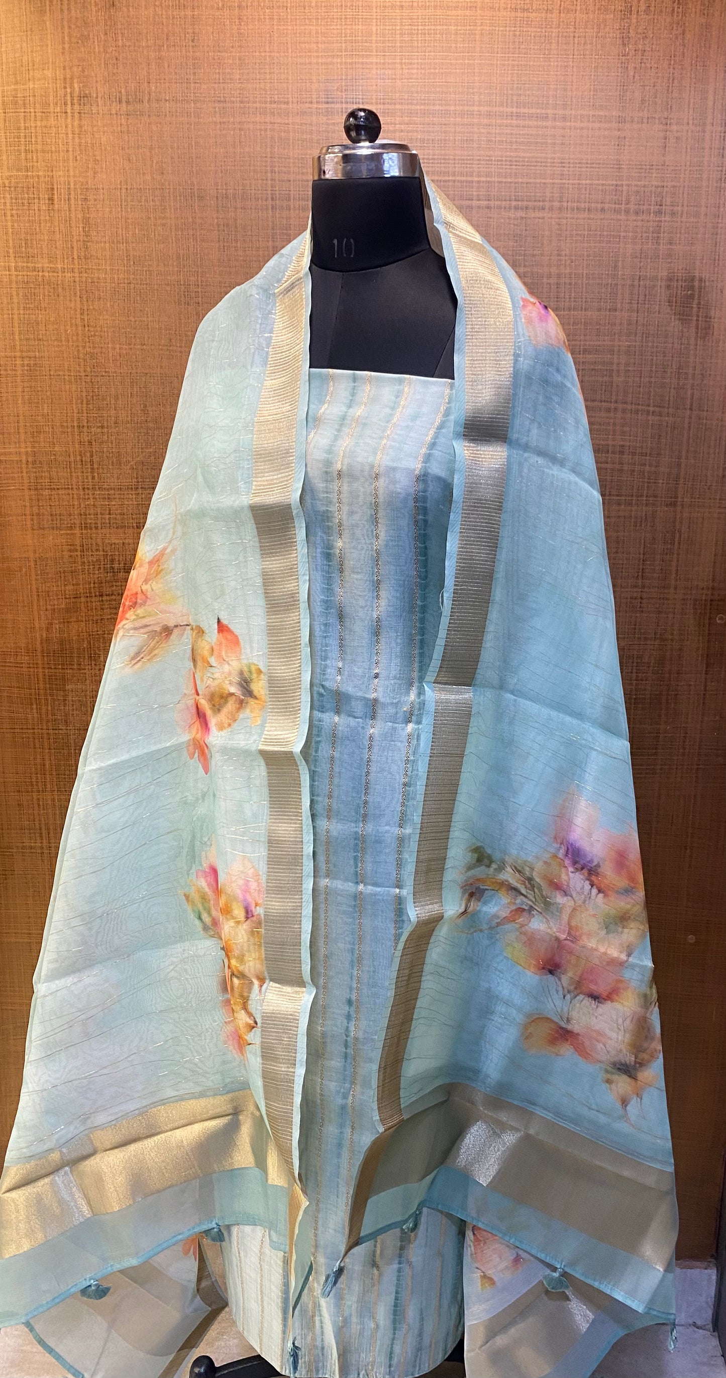 Maheshwari Sea Green Tie-d ye /Suit