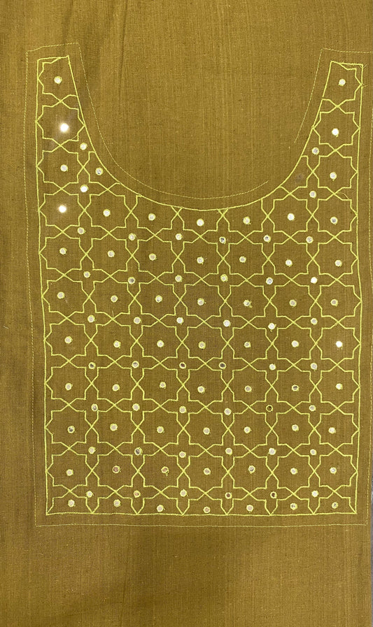 Mehndi Green Cotton Kurti with Thread & Mirror Work