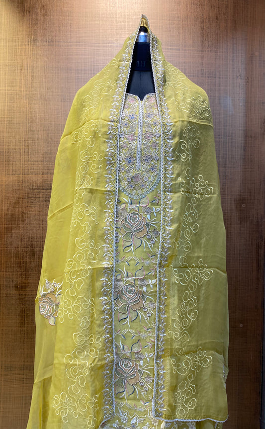 Sunshine Yellow Organza Embroidered suit