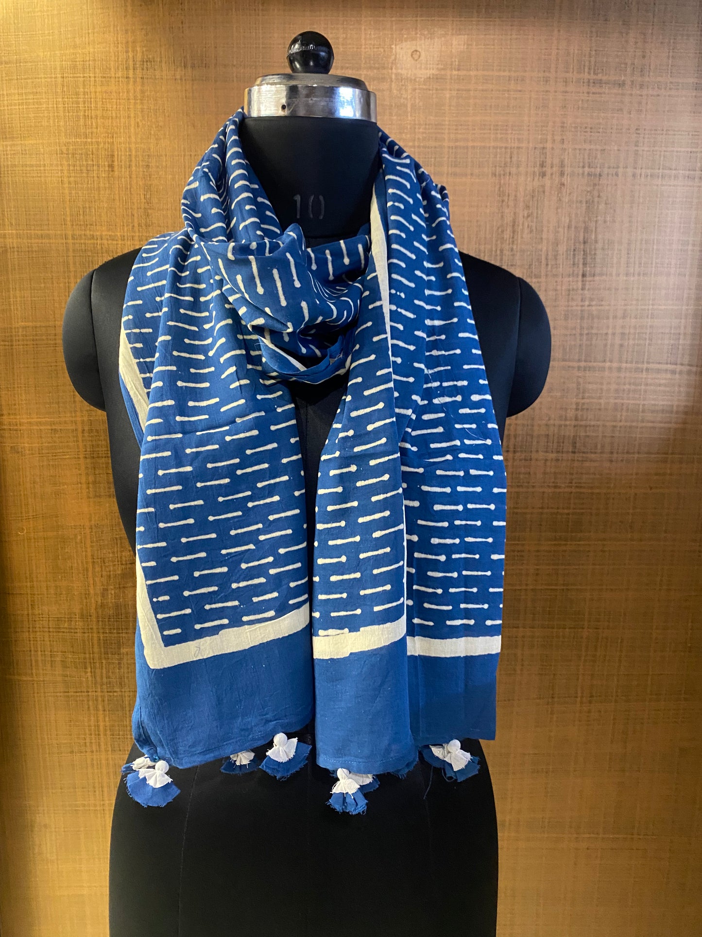 Cotton Stole - Blue Dash print