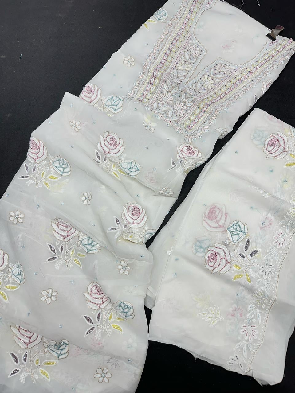 Lucknowi Georgette Rose Embroidery