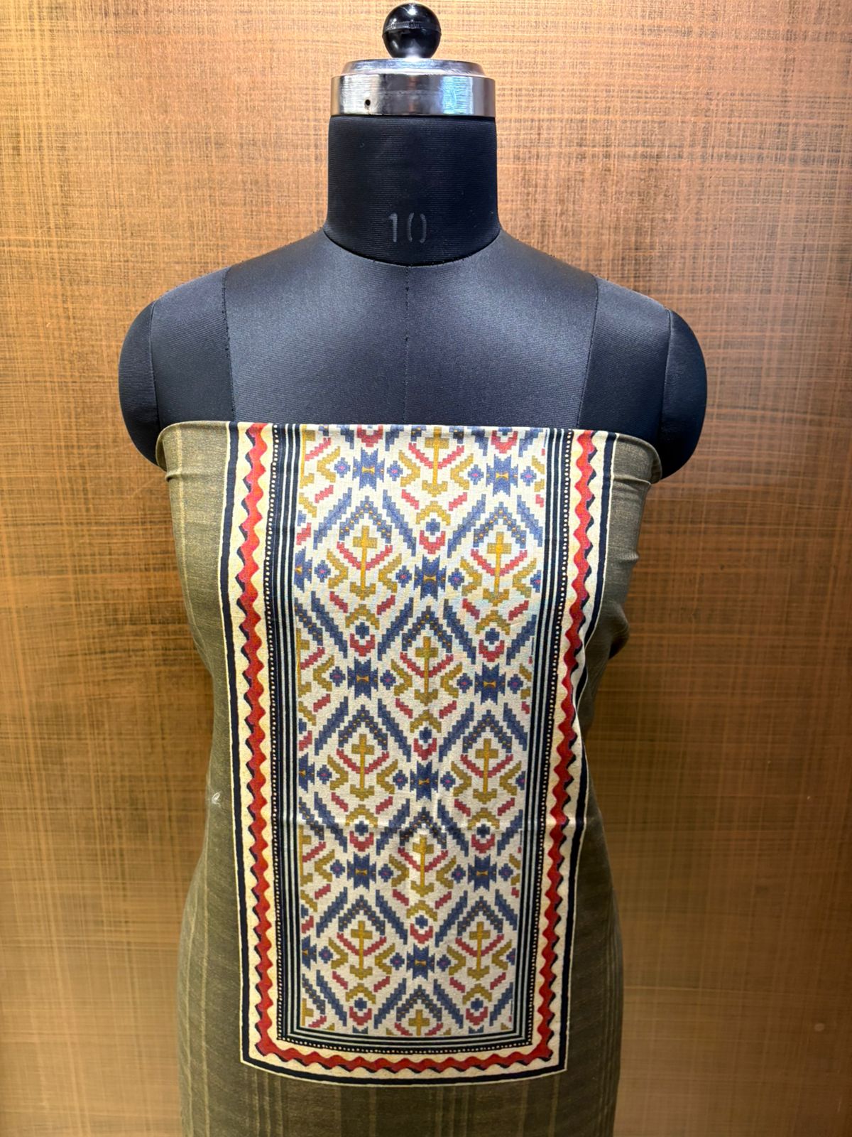 Mul Greensuit with printed Yoke and Mul Dupatta