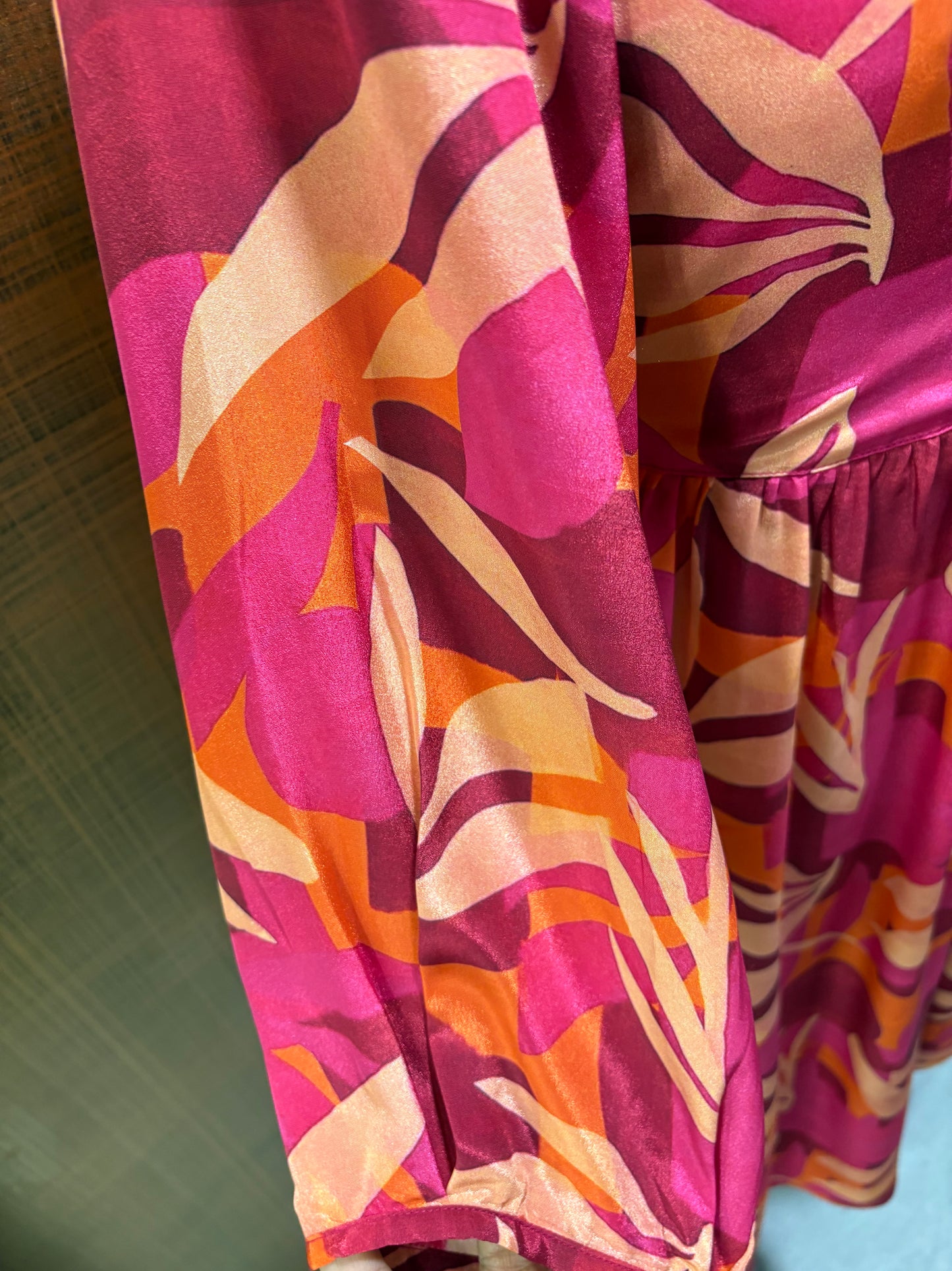 Pink-Magenta Leaf Print Dress