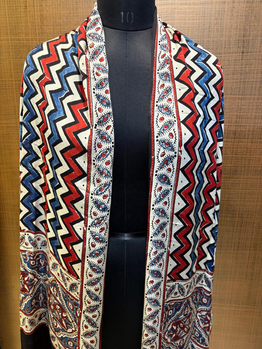 Modaal Satin Zigzag Print Stole
