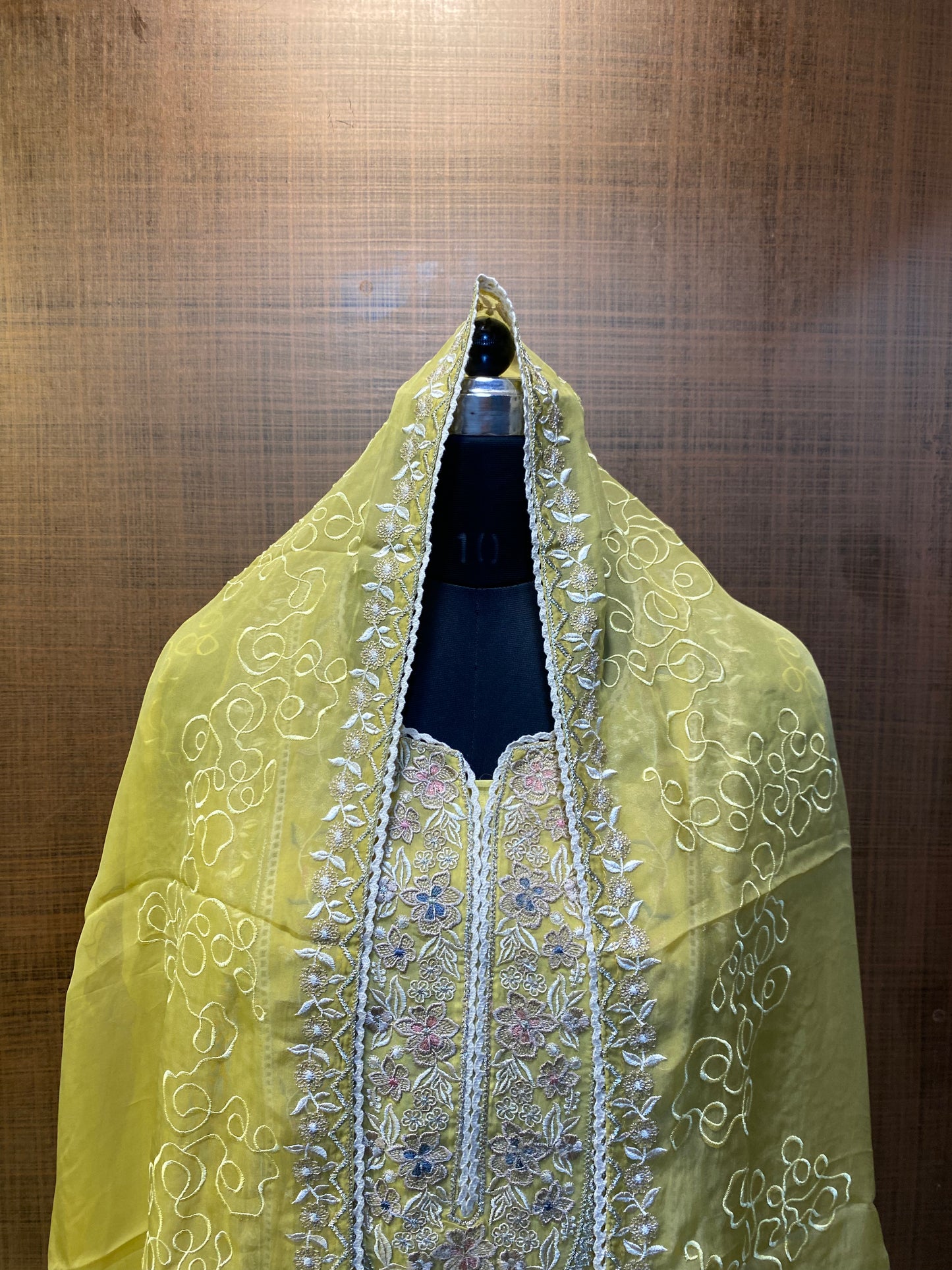 Sunshine Yellow Organza Embroidered suit