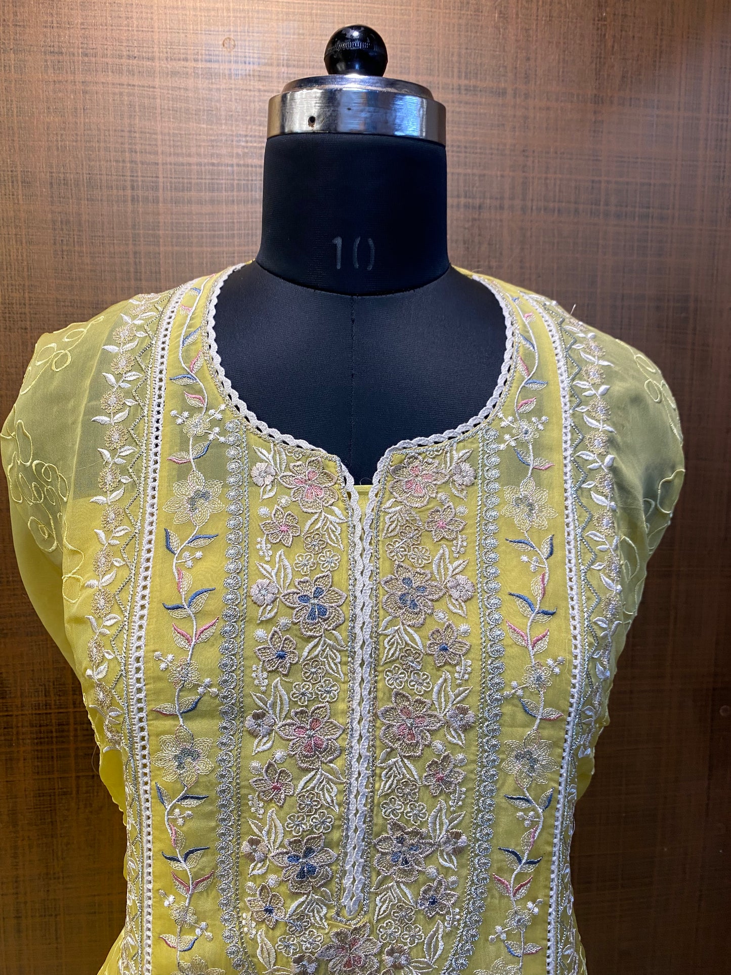 Sunshine Yellow Organza Embroidered suit