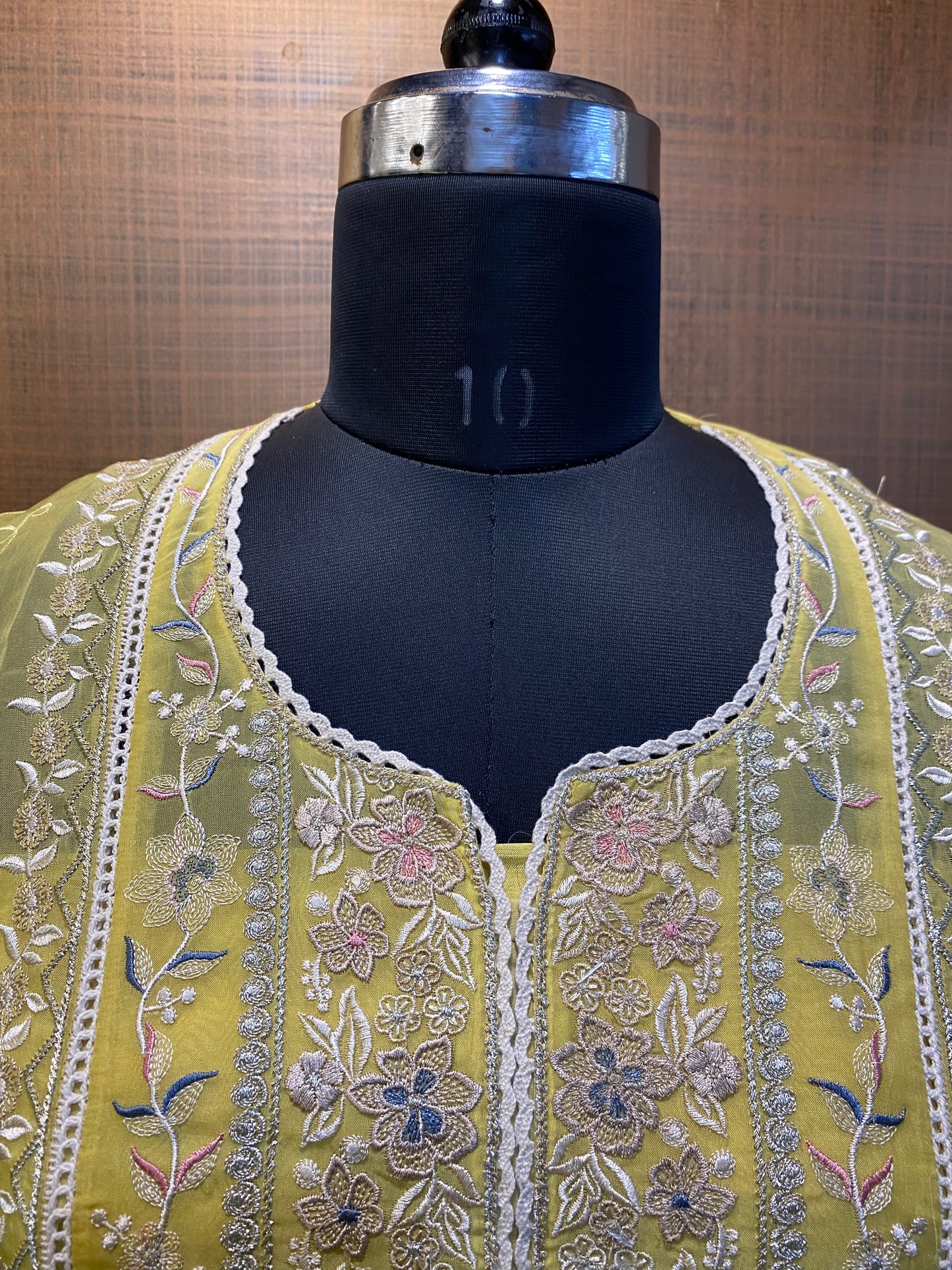 Sunshine Yellow Organza Embroidered suit