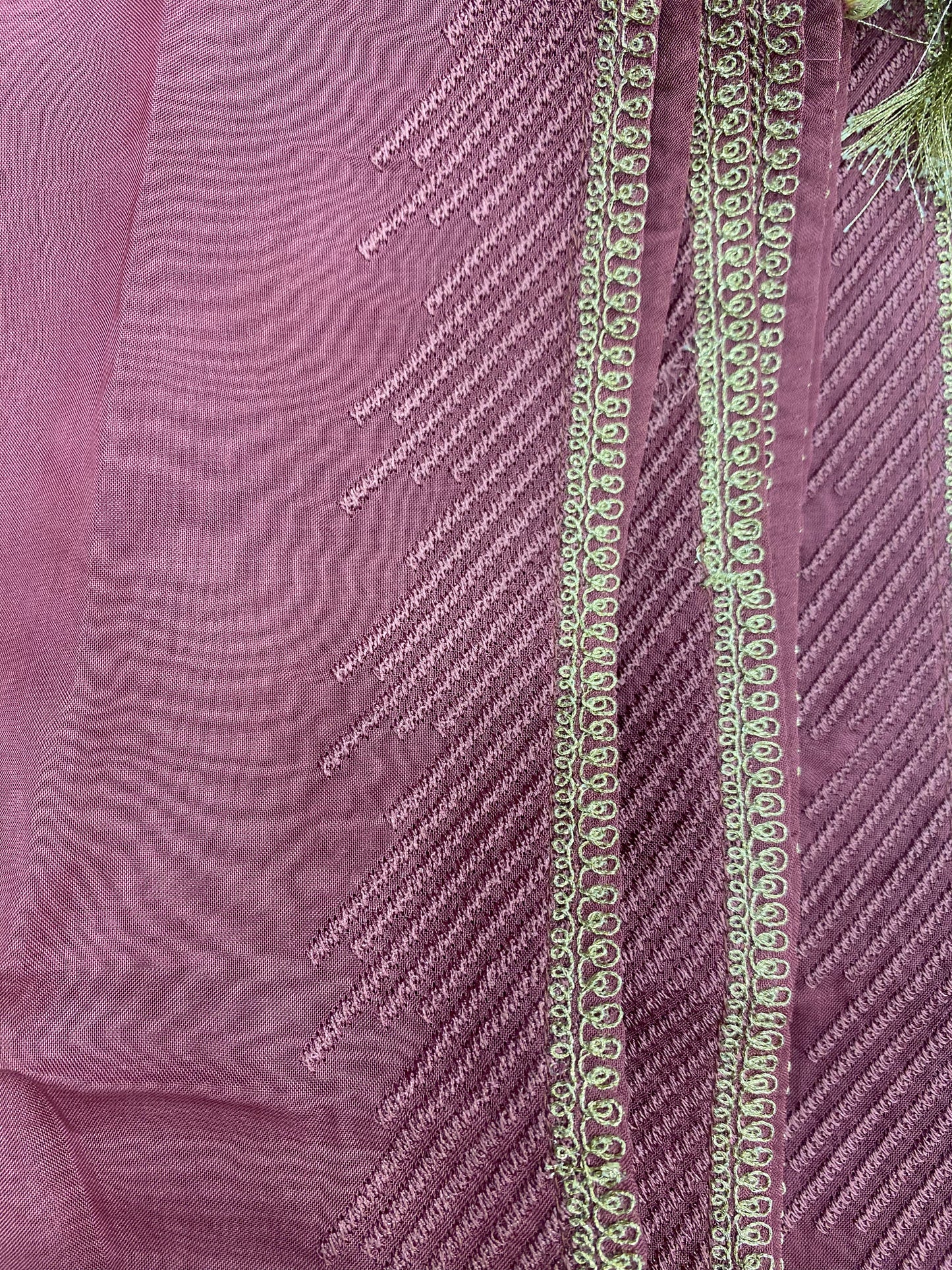 Mauve self Printed Embroidered Jacquard Silk Suit