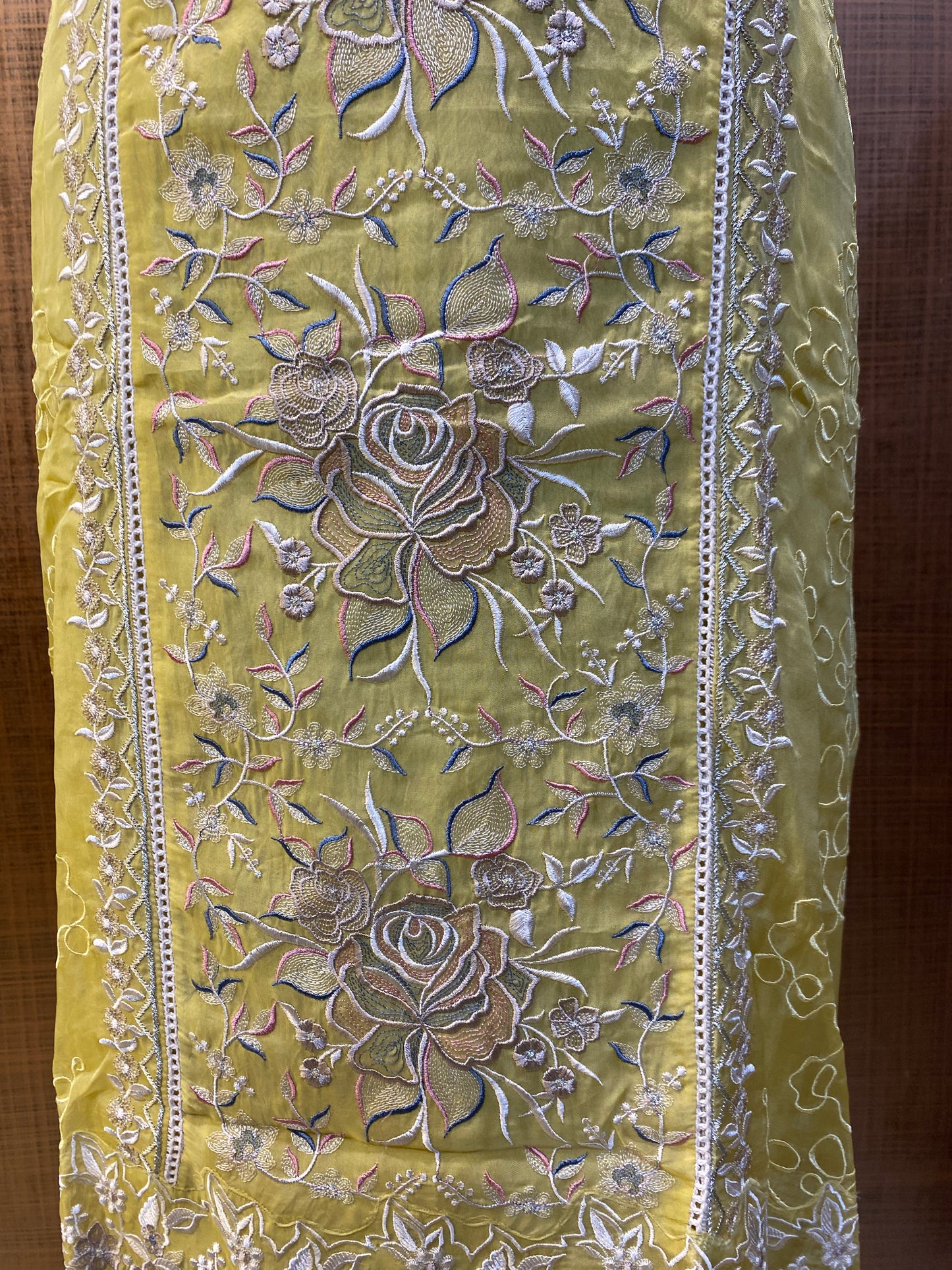 Sunshine Yellow Organza Embroidered suit