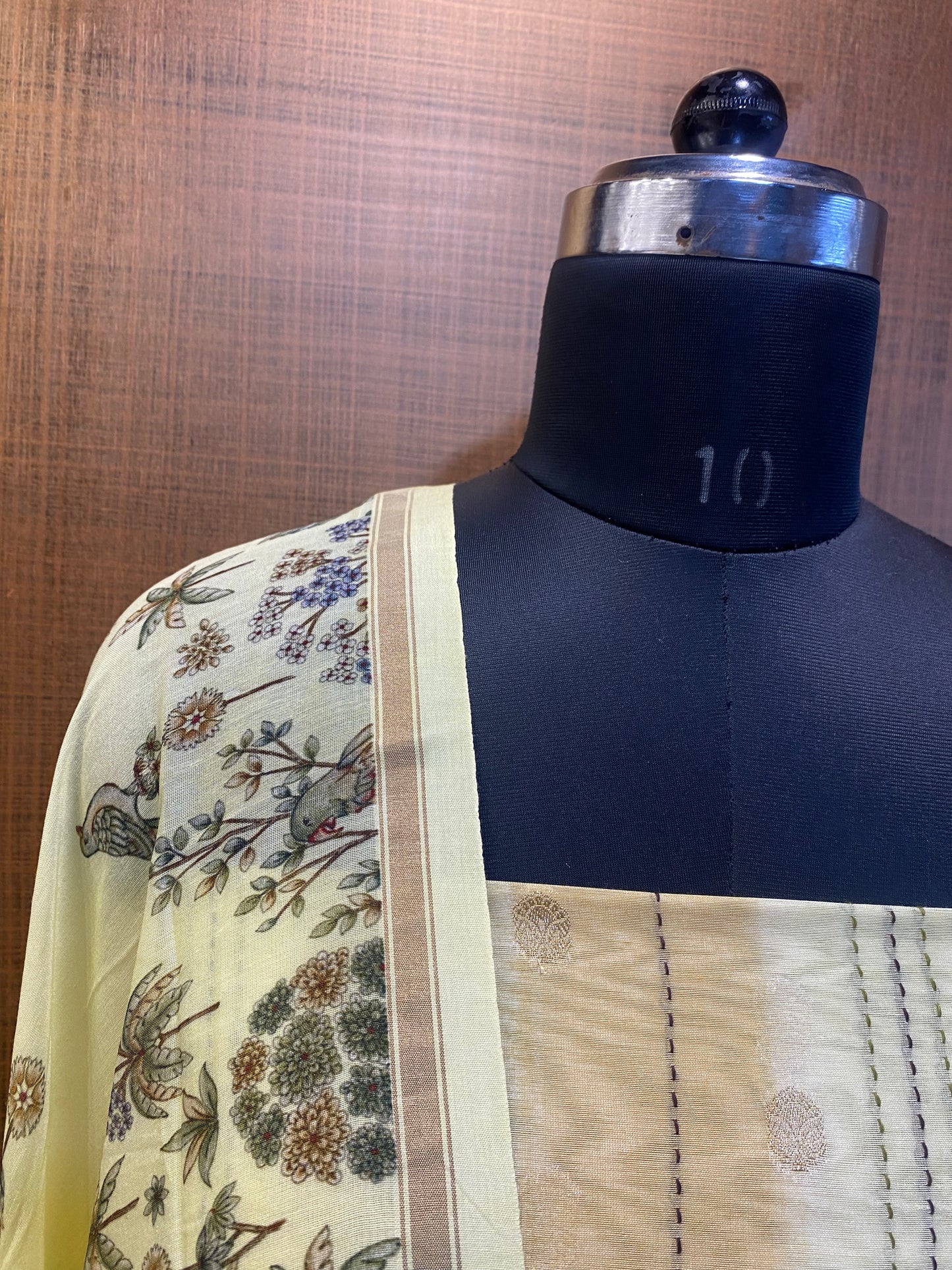 Lime Yellow Maheshwari with Banarasi Booti Suit