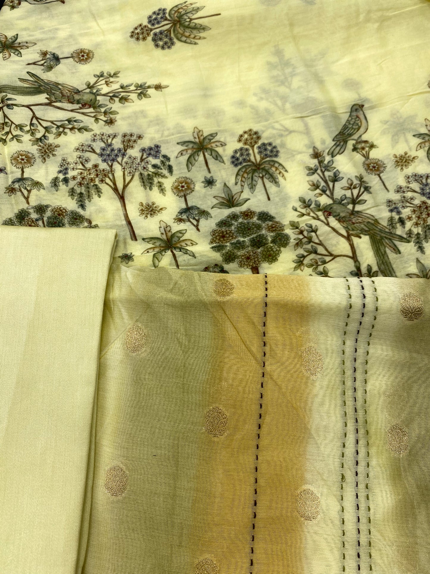 Lime Yellow Maheshwari with Banarasi Booti Suit