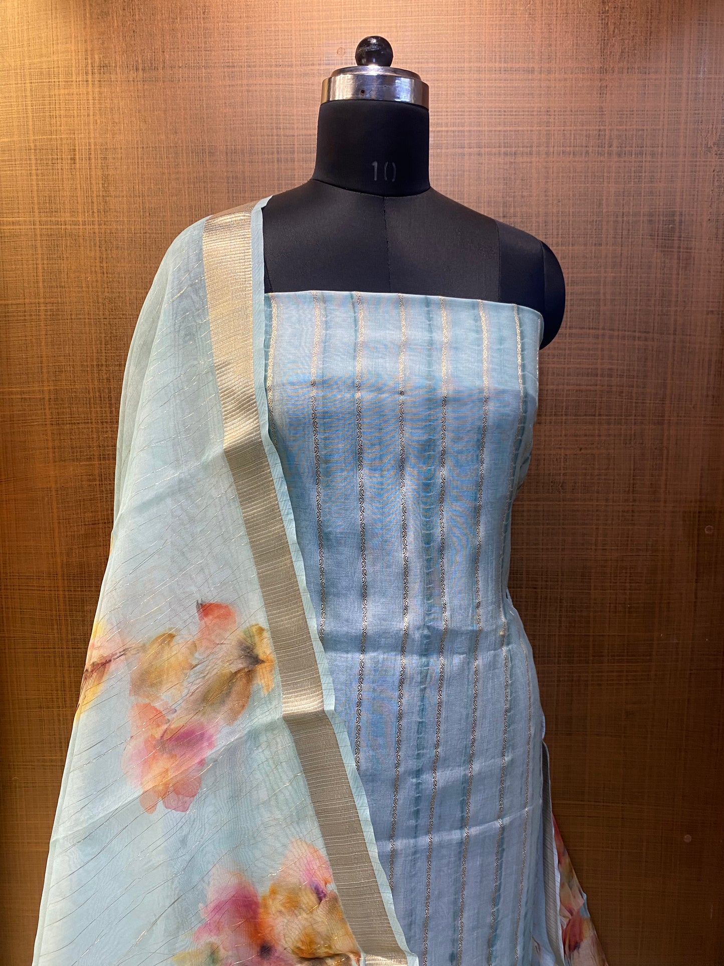 Maheshwari Sea Green Tie-d ye /Suit