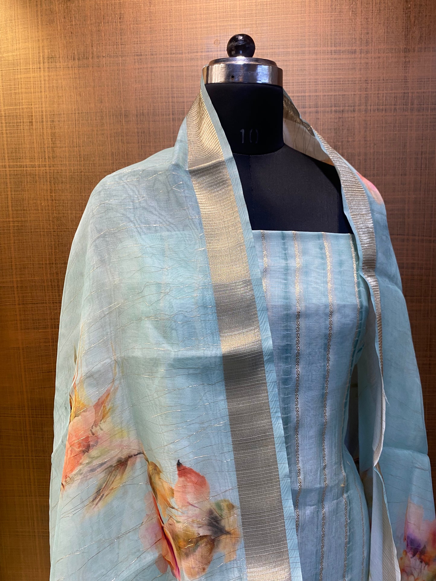 Maheshwari Sea Green Tie-d ye /Suit