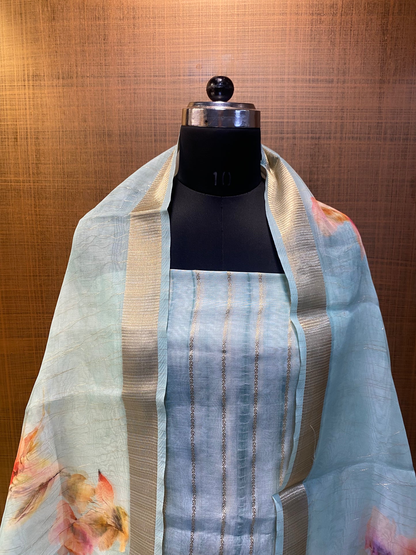 Maheshwari Sea Green Tie-d ye /Suit