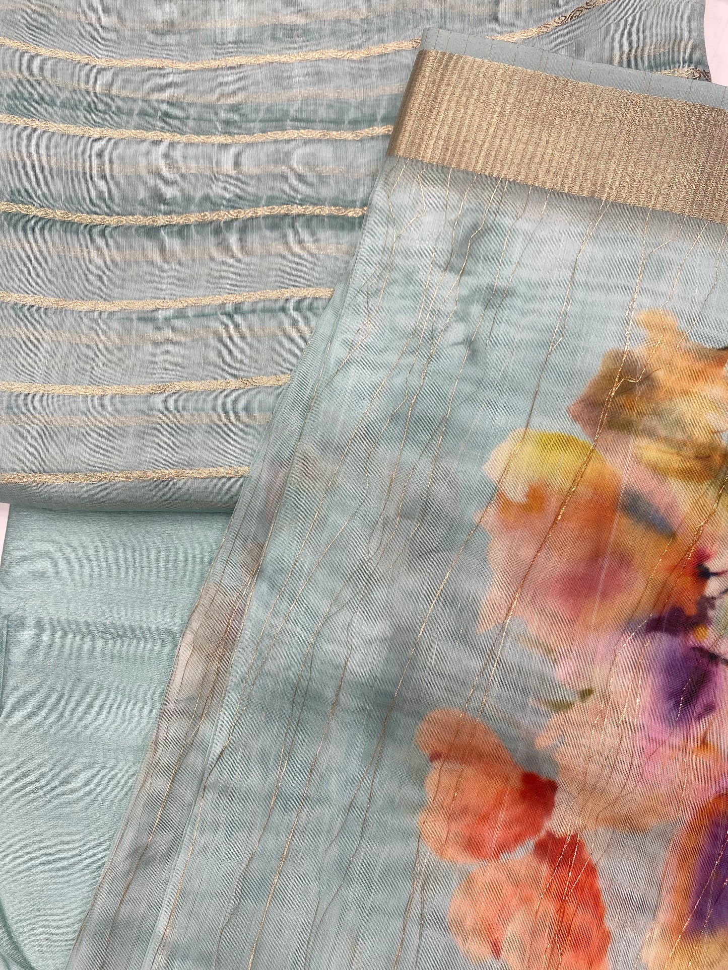 Maheshwari Sea Green Tie-d ye /Suit