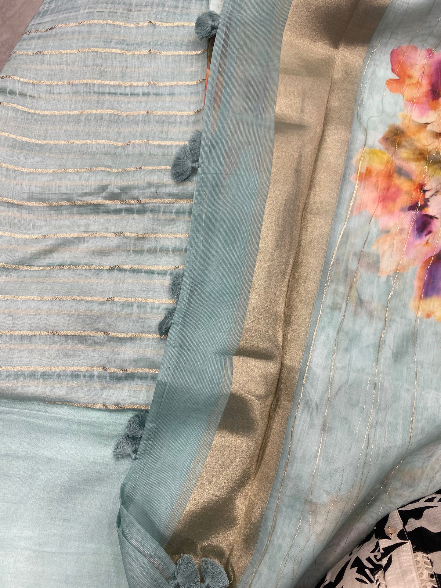 Maheshwari Sea Green Tie-d ye /Suit