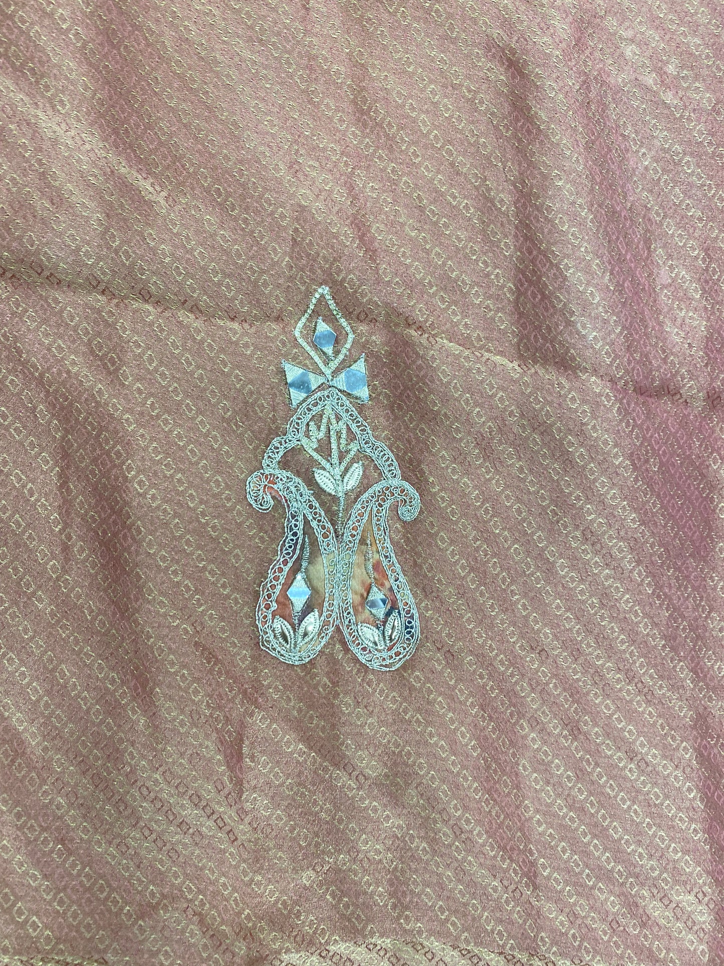 Rust Tissue Crepe with Gotta & Mirror Work Suit