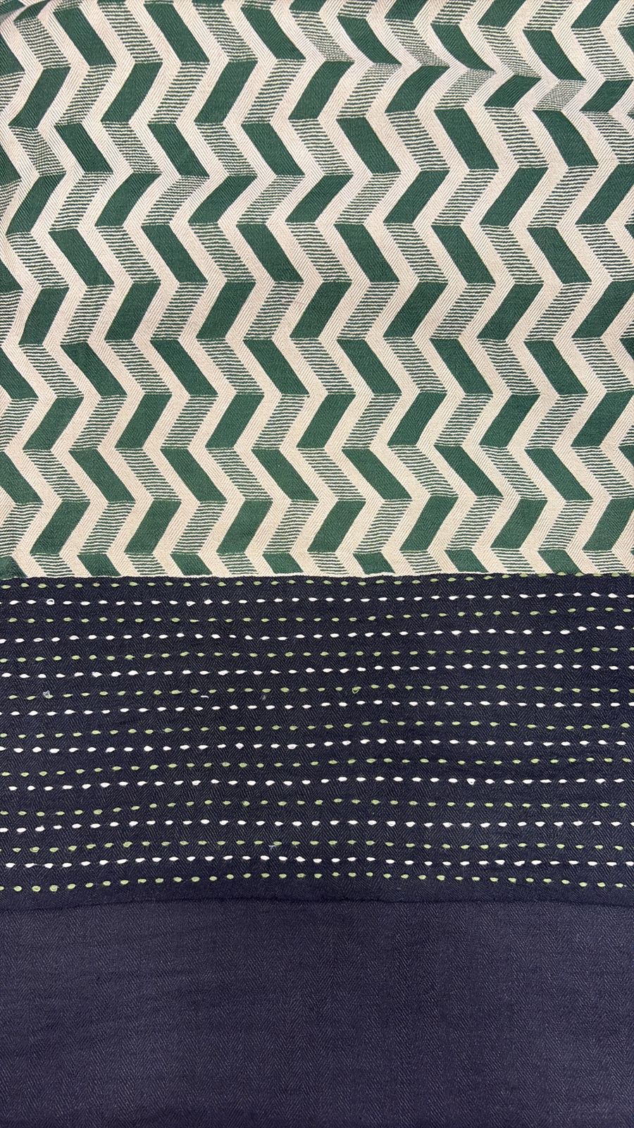 Pashmina Suits with Zigzag Print & Kantha and leaf print Dupatta