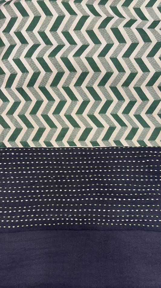 Pashmina Suits with Zigzag Print & Kantha and leaf print Dupatta